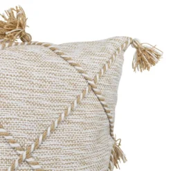 Tan With Braided Accents 18X18 Hand Woven Filled Outdoor Pillow - Foreside Home & Garden -Eco Haven Store GUEST c6008930 2964 47d5 96bb 8f8dfb0efca0