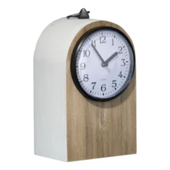 Rustic White Wood Battery Operated Table Clock - Foreside Home & Garden