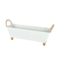 Trough Bin White Metal, Reed & Wood By Foreside Home & Garden -Eco Haven Store GUEST c67e9800 82d5 417d b286 3e1ff8d22c2b