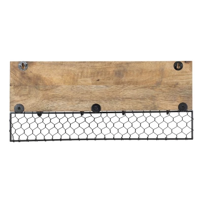Chicken Wire Wood Decorative Wall Hook With 4 Metal Hooks - Foreside Home & Garden 4 Chicken Wire Wood Decorative Wall Hook With 4 Metal Hooks - Foreside Home & Garden - Image 2