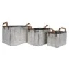 Set Of 3 Rustic Whitewashed Pattern Galvanized Metal Decorative Storage Bins With Faux Leather Handles - Foreside Home And Garden -Eco Haven Store GUEST c9ead2a6 f971 4302 afd3 6bb5e98864aa