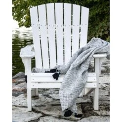 Black And White Hand Woven 50 X 60 Inch Outdoor Safe Throw Blanket With Hand Tied Tassels - Foreside Home & Garden -Eco Haven Store GUEST ccbbf5ad fbf2 434a a02d 614a5d7facbf