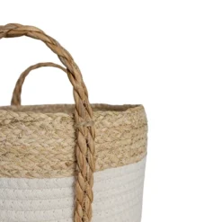 Set Of 3 Baskets White Seagrass & Cotton Rope By Foreside Home & Garden -Eco Haven Store GUEST ce994251 5d27 4f34 a694 bc59d8c1c17c