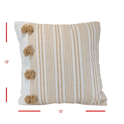 Brown Striped Hand Woven 18x18" Outdoor Decorative Throw Pillow With Pulled Yarn Bouquets - Foreside Home & Garden 6 Brown Striped Hand Woven 18x18" Outdoor Decorative Throw Pillow With Pulled Yarn Bouquets - Foreside Home & Garden - Image 5