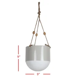 Gray Metal, Rope & Wood Large Hanging Planter - Foreside Home & Garden 11 Gray Metal, Rope & Wood Large Hanging Planter - Foreside Home & Garden -Eco Haven Store GUEST d1ecea7c 4b2f 4483 a799 581fecc5c605