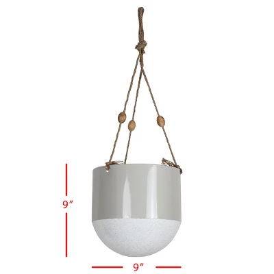 Gray Metal, Rope & Wood Large Hanging Planter - Foreside Home & Garden 7 Gray Metal, Rope & Wood Large Hanging Planter - Foreside Home & Garden - Image 5