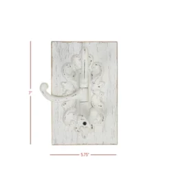 3 Hook Wall Hanger White Wood & Cast Iron By Foreside Home & Garden -Eco Haven Store GUEST d1f9c178 349e 4865 99cb aa17ba4ff2a9