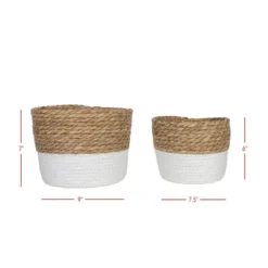 Set Of 2 Baskets White Seagrass & Rope By Foreside Home & Garden 13 Set Of 2 Baskets White Seagrass & Rope By Foreside Home & Garden -Eco Haven Store GUEST d24d8064 f097 45d7 8144 84f00b8c3fd0