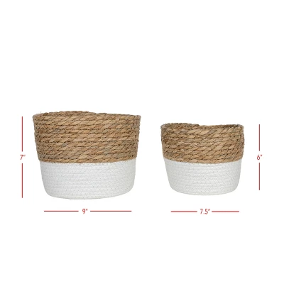 Set Of 2 Baskets White Seagrass & Rope By Foreside Home & Garden 8 Set Of 2 Baskets White Seagrass & Rope By Foreside Home & Garden - Image 6