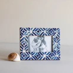 4x6 Inches Blue Wood, Resin & Glass Photo Frame - Foreside Home & Garden -Eco Haven Store GUEST d3165166 a656 43ac 9664 5e2393754762