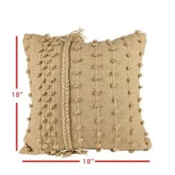 Tan Pulled Knot 18X18 Hand Woven Filled Outdoor Pillow - Foreside Home & Garden -Eco Haven Store GUEST d3a596e3 26ff 4cb2 839a 8da25b6535b1