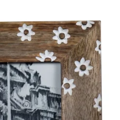 White Flower Pattern 4x6 Inch Wood Decorative Picture Frame - Foreside Home & Garden -Eco Haven Store GUEST d51f80fd 5018 4f11 945c 83fa8422626f