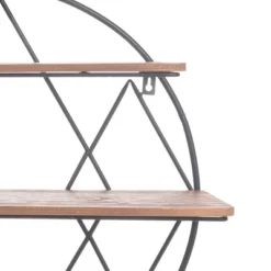 Round 20.25 Inch Diameter Three Tier Wood And Metal Hanging Wall Shelf - Foreside Home & Garden -Eco Haven Store GUEST d6a7bbd0 0f8f 44fa 8169 d13c49648538