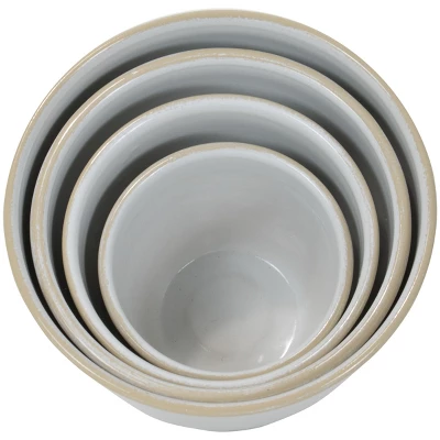 Set Of 4 Antique White Round Enamel Metal Planters - Foreside Home & Garden 3 Set Of 4 Antique White Round Enamel Metal Planters - Foreside Home & Garden