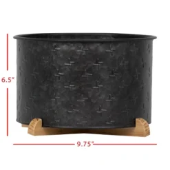 Black Galvanized Metal Planter With Wood Base - Foreside Home & Garden 9 Black Galvanized Metal Planter With Wood Base - Foreside Home & Garden -Eco Haven Store GUEST d88a1c69 0380 4975 9708 35a21e2d2602