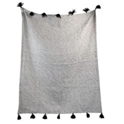 Black And White Hand Woven 50 X 60 Inch Outdoor Safe Throw Blanket With Hand Tied Tassels - Foreside Home & Garden -Eco Haven Store GUEST dd3c4e6a e121 45c4 9350 f1c84f7ff56c