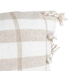 Taupe Plaid 14X22 Hand Woven Filled Outdoor Pillow - Foreside Home & Garden -Eco Haven Store GUEST e0283092 55cd 45f9 a884 7093580b2e0d