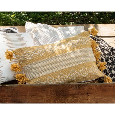 Diamond Pattern Hand Woven 14x22" Outdoor Decorative Throw Pillow With Hand Tied Tassels - Foreside Home & Garden 6 Diamond Pattern Hand Woven 14x22" Outdoor Decorative Throw Pillow With Hand Tied Tassels - Foreside Home & Garden - Image 4