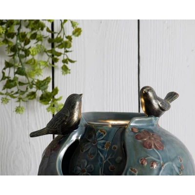 Blue Verdigris Bird Indoor Water Fountain With LED Light And Pump - Foreside Home & Garden 9 Blue Verdigris Bird Indoor Water Fountain With LED Light And Pump - Foreside Home & Garden - Image 7
