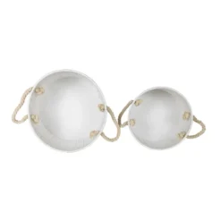 Set Of 2 Sandy Baskets White Metal & Cotton - Foreside Home & Garden -Eco Haven Store GUEST e1620548 f4ce 4342 a1fe fc6fc9787444