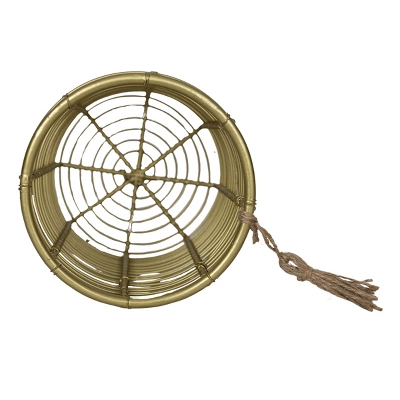 Utensil Caddy Brass Metal With Jute Tassel By Foreside Home & Garden 4 Utensil Caddy Brass Metal With Jute Tassel By Foreside Home & Garden - Image 2