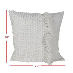 Pulled Knot White 20X20 Hand Woven Filled Pillow - Foreside Home & Garden -Eco Haven Store GUEST e266554c d360 4769 8280 bae0e383e895