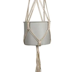 Hanging Cylinder Pot Gray Metal & Rope - Foreside Home & Garden -Eco Haven Store GUEST e3167600 a1a5 4f94 90ca 6ce08a1631e2