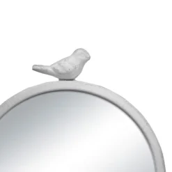 Rustic White Round Metal Table Mirror With Bird Accent - Foreside Home & Garden -Eco Haven Store GUEST e4305b4a 1270 423d 8b63 468b9bb9c888