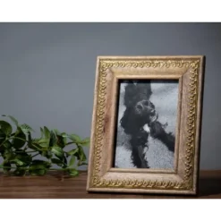 Antique Brass 5 X 7 Inch Wood Picture Frame With Handcrafted Metal Accent - Foreside Home & Garden -Eco Haven Store GUEST e4ae988b ab92 4713 8eca 689953458e55
