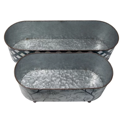 Set Of 2 Multicolored Galvanized Metal Planters With Round Feet - Foreside Home & Garden 4 Set Of 2 Multicolored Galvanized Metal Planters With Round Feet - Foreside Home & Garden - Image 2