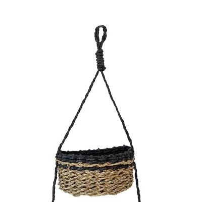 3-Tiered Hanging Basket Black Seagrass & Rope By Foreside Home & Garden 7 3-Tiered Hanging Basket Black Seagrass & Rope By Foreside Home & Garden - Image 6
