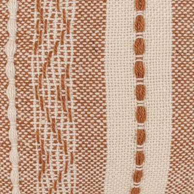 18x18" Hand Woven Rust Geo Stripe Outdoor Pillow Polyester With Polyester Fill By Foreside Home & Garden 4 18x18" Hand Woven Rust Geo Stripe Outdoor Pillow Polyester With Polyester Fill By Foreside Home & Garden - Image 2