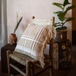 18x18 Inches Hand Woven Natural Jute & Cotton With Polyester Fill Pillow - Foreside Home & Garden -Eco Haven Store GUEST ed344c85 5d89 4b29 a237 1b01c8ae195d