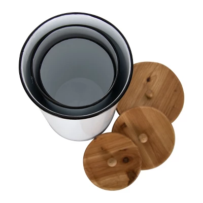 Set Of 3 White Enamel Metal Lidded Decorative Storage Canisters - Foreside Home & Garden 6 Set Of 3 White Enamel Metal Lidded Decorative Storage Canisters - Foreside Home & Garden - Image 4