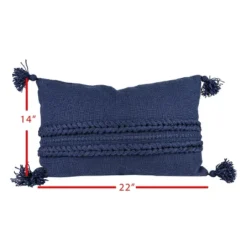 Navy Braided Stripes 14X22 Hand Woven Filled Outdoor Pillow - Foreside Home & Garden -Eco Haven Store GUEST f1d2b6ef 1e77 41f9 9a43 c9b602ff1ef6