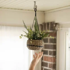 Black Rope & Seagrass Hanging Basket - Foreside Home & Garden -Eco Haven Store GUEST f3191a6c 0f6b 4cbb b178 ae5629a95e9d