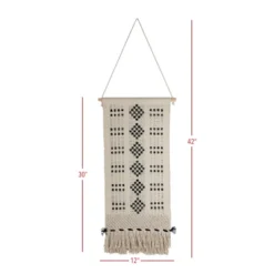 Hand Woven Geo Pattern Wall Art Black Cotton & Wood Dowel By Foreside Home & Garden -Eco Haven Store GUEST f3a6f602 20da 41fd bbdb aeecdbb1e08e