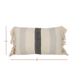 14X22 Inch Hand Woven Stripe Pillow Gray Cotton With Polyester Fill By Foreside Home & Garden 9 14X22 Inch Hand Woven Stripe Pillow Gray Cotton With Polyester Fill By Foreside Home & Garden -Eco Haven Store GUEST f4c07611 7232 4427 9a34 dfe96fde85e7