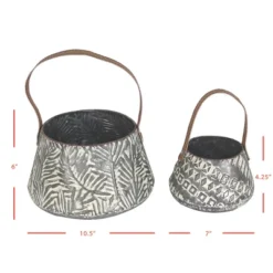 Set Of 2 Rustic Whitewashed Pattern Galvanized Metal Decorative Storage Baskets With Faux Leather Handles - Foreside Home And Garden 17 Set Of 2 Rustic Whitewashed Pattern Galvanized Metal Decorative Storage Baskets With Faux Leather Handles - Foreside Home And Garden -Eco Haven Store GUEST f50dba9e 0a6a 49c1 b426 1b9efb832cba