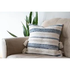 Blue 20x20" Cotton And Recycled Demin Decorative Throw Pillow With Hand Tied Tassels - Foreside Home & Garden 9 Blue 20x20" Cotton And Recycled Demin Decorative Throw Pillow With Hand Tied Tassels - Foreside Home & Garden -Eco Haven Store GUEST f551a8a9 2c1d 46fd 8c6e 117cd70ca6a9
