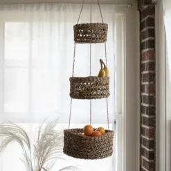 Natural Seagrass 3 Tiered Hanging Basket - Foreside Home & Garden -Eco Haven Store GUEST f6279794 9527 476c 9e4c 0e0d6c675dbb