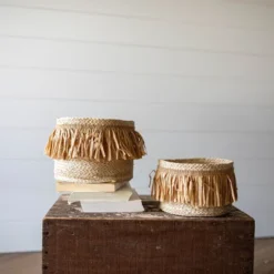 Set Of 2 Natural Woven Natural Seagrass & Faux Raffia Basket - Foreside Home & Garden -Eco Haven Store GUEST f68db422 0e3e 4ffc 988f e7b7a0bc7e1f