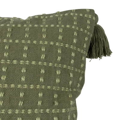 Green On Green Stitched 20X20 Hand Woven Filled Pillow - Foreside Home & Garden 4 Green On Green Stitched 20X20 Hand Woven Filled Pillow - Foreside Home & Garden - Image 2