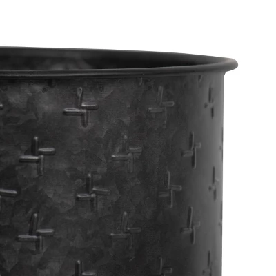 Black Galvanized Metal Planter With Wood Base - Foreside Home & Garden 3 Black Galvanized Metal Planter With Wood Base - Foreside Home & Garden