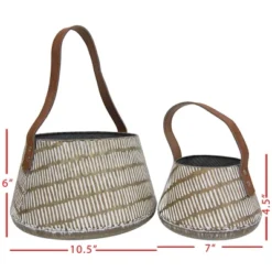 Set Of 2 Brass Metal & Leather Baskets - Foreside Home & Garden 10 Set Of 2 Brass Metal & Leather Baskets - Foreside Home & Garden -Eco Haven Store GUEST f88e9a05 0d96 45c0 a6fb da10f24584ec