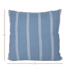 24X24 Inch Hand Woven Blue & Light Blue Striped Outdoor Pillow Polyester With Polyester Fill By Foreside Home & Garden -Eco Haven Store GUEST f8b97238 c8ec 40a2 a6ff b6124af9828d