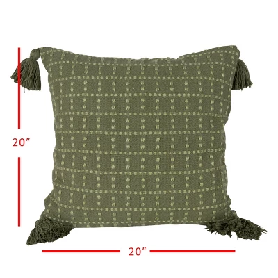 Green On Green Stitched 20X20 Hand Woven Filled Pillow - Foreside Home & Garden 6 Green On Green Stitched 20X20 Hand Woven Filled Pillow - Foreside Home & Garden - Image 4