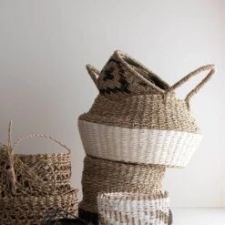 White Rope & Seagrass Belly Basket - Foreside Home & Garden -Eco Haven Store GUEST fc6f5269 3bdb 4c3f 9e40 9f5d5ee1c3bd