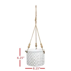 Small Multi Pattern Metal, Jute & Wood Hanging Planter - Foreside Home & Garden 9 Small Multi Pattern Metal, Jute & Wood Hanging Planter - Foreside Home & Garden -Eco Haven Store GUEST fc7bd835 d2bd 4a10 9c46 bdfb577bdee6
