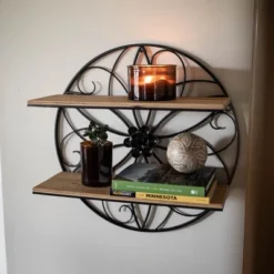 Black Metal & Wood Wall Shelf - Foreside Home & Garden -Eco Haven Store GUEST fc913c8e 6db1 478f 9fb5 0fd48507a67a